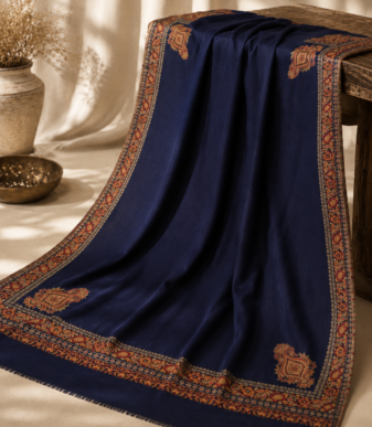 Sahira Midnight Navy Kani Pashmina Shawl
