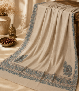 Neelara Ivory Kani Pashmina Shawl