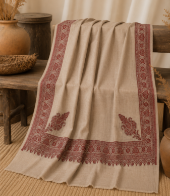 Taupe Mehran Paisley Shawl