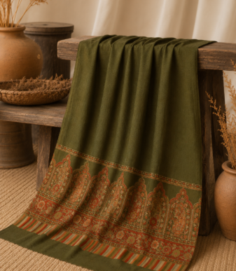 Olive Mehrab Saffron Shawl